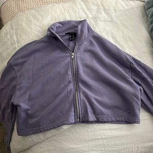 purple cropped jacket